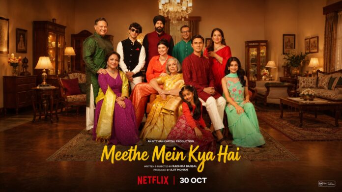 Meethe Mein Kya Hai official wide poster with film title and Netflix 30 October release date